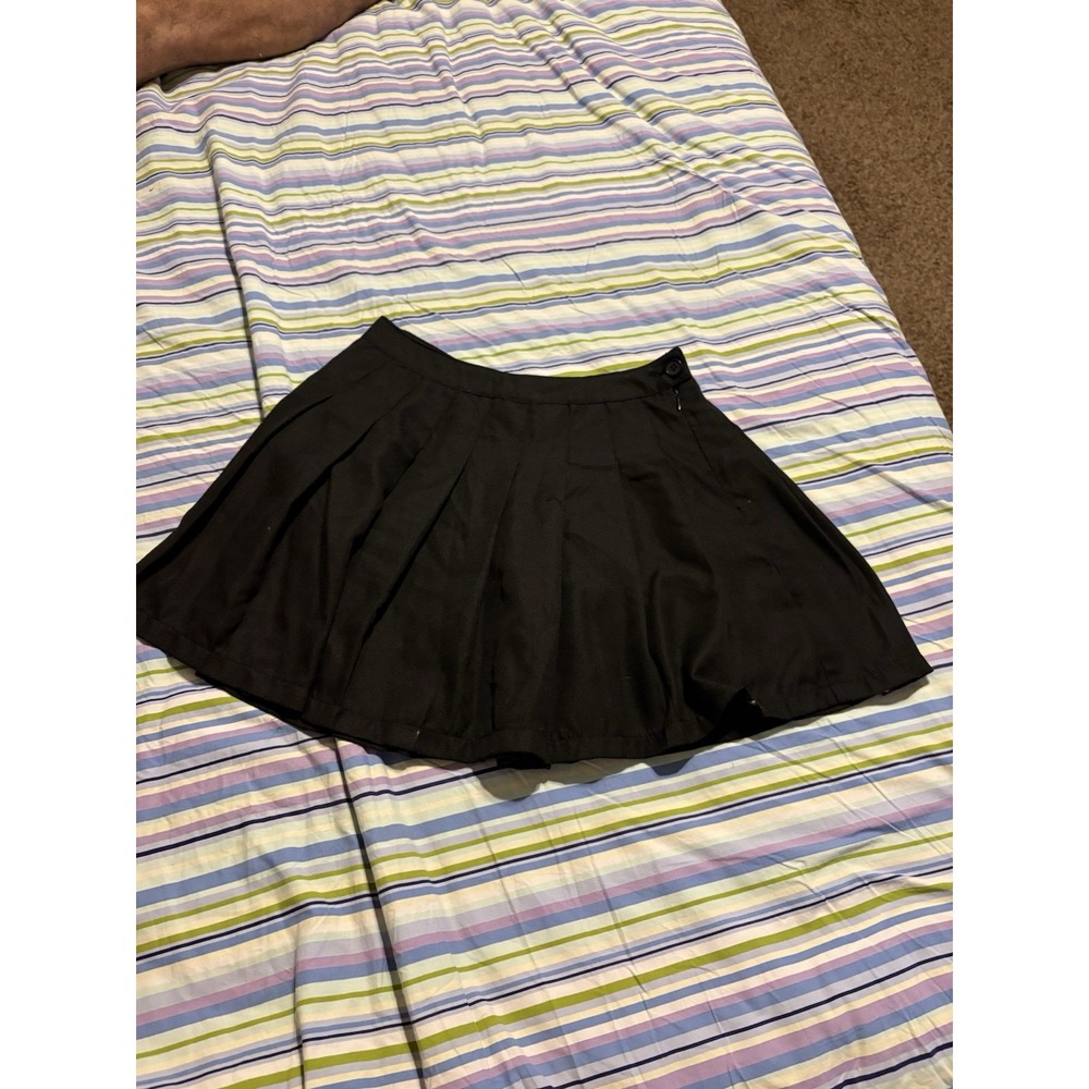 Faded Rose Women's Black Pleated Twill Zip/Button Short Skirt Size S (5148)